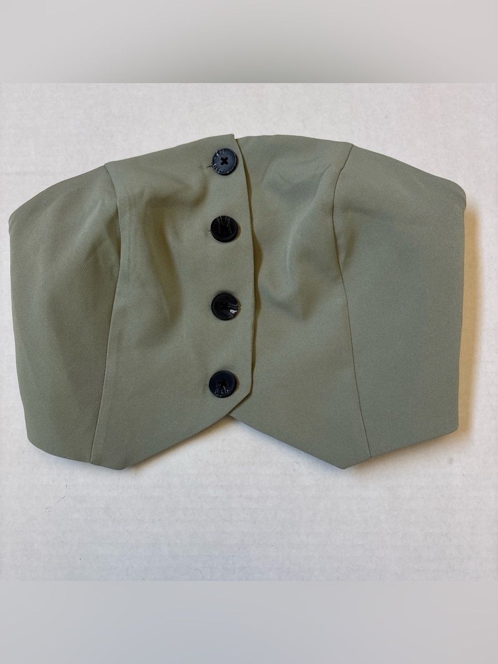 Charlotte Russe Olive Green Button Front Corset Vest Bustier Crop Top Juniors